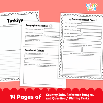 Turkiye Country Research Project Worksheets and Reference Pages