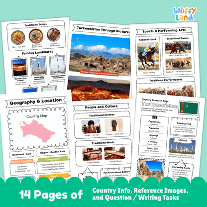 Turkmenistan Country Research Project | Geography Worksheets and Writing Tasks