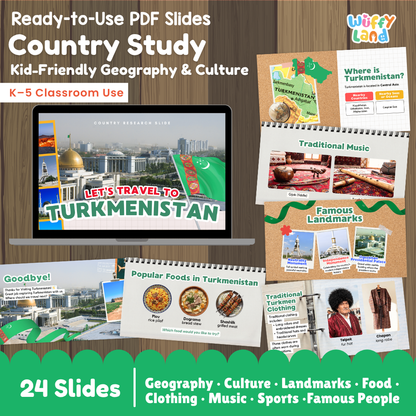 Turkmenistan Country Study Kid Friendly Geography & Culture PDF Slides