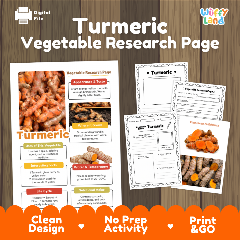 Turmeric Vegetable Research Project Worksheets and Fact Sheet