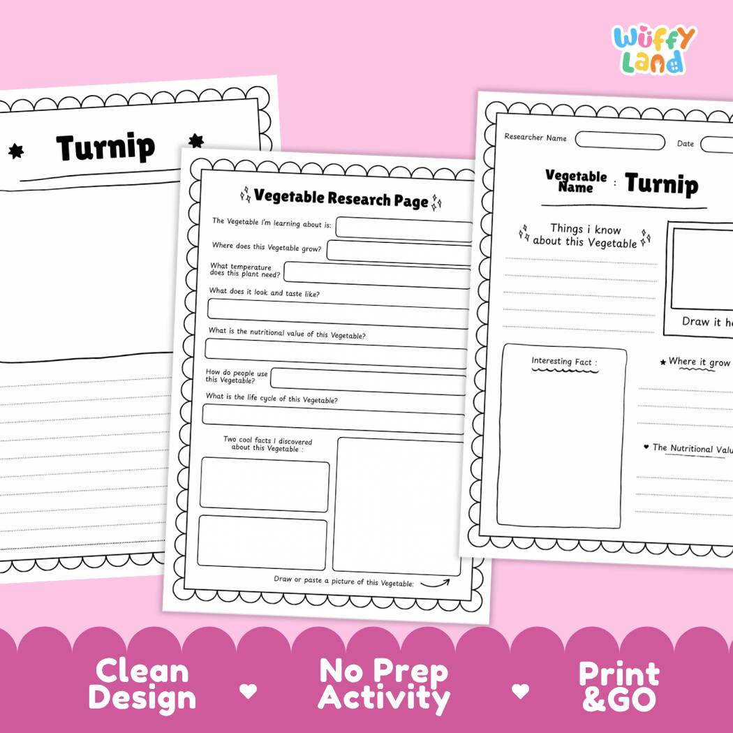 Turnip Vegetable Research Page Science Worksheets and Fact Sheet