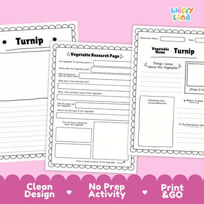 Turnip Vegetable Research Page Science Worksheets and Fact Sheet