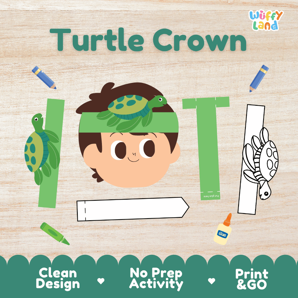 Turtle Crown Craft Printable Activity Worksheets
