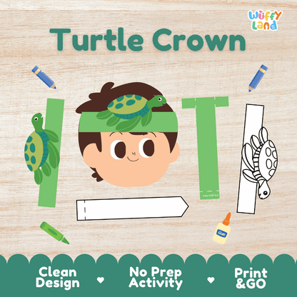 Turtle Crown Craft Printable Activity Worksheets