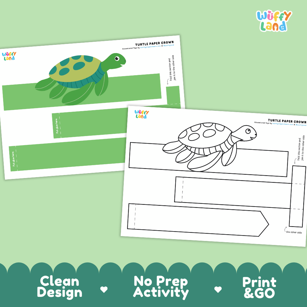 Turtle Crown Craft Printable Activity Worksheets