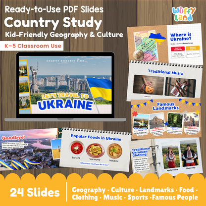 Ukraine Country Study Kid Friendly Geography & Culture PDF Slides