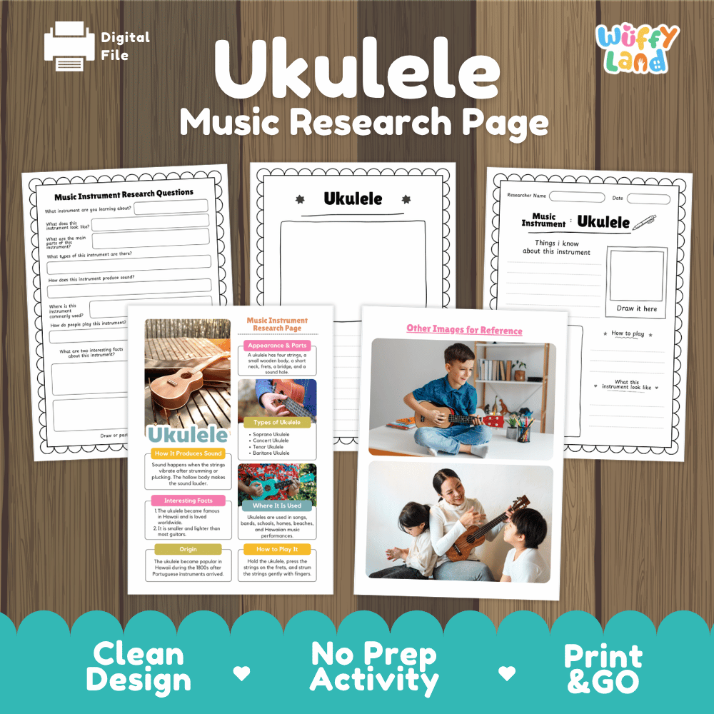 Ukulele Music Research Page Worksheets