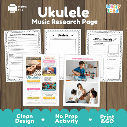 Ukulele Music Research Page Worksheets