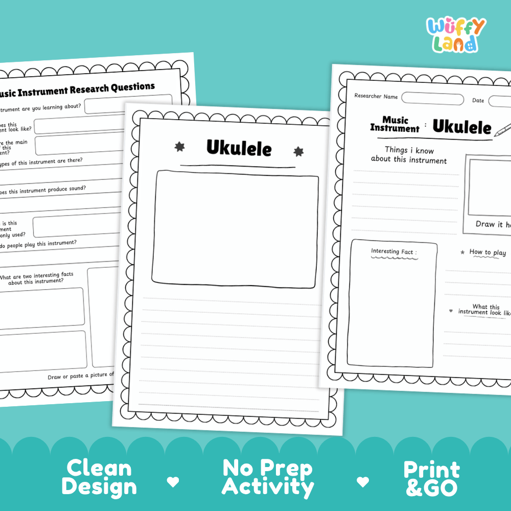 Ukulele Music Research Page Worksheets