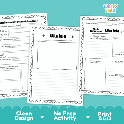 Ukulele Music Research Page Worksheets