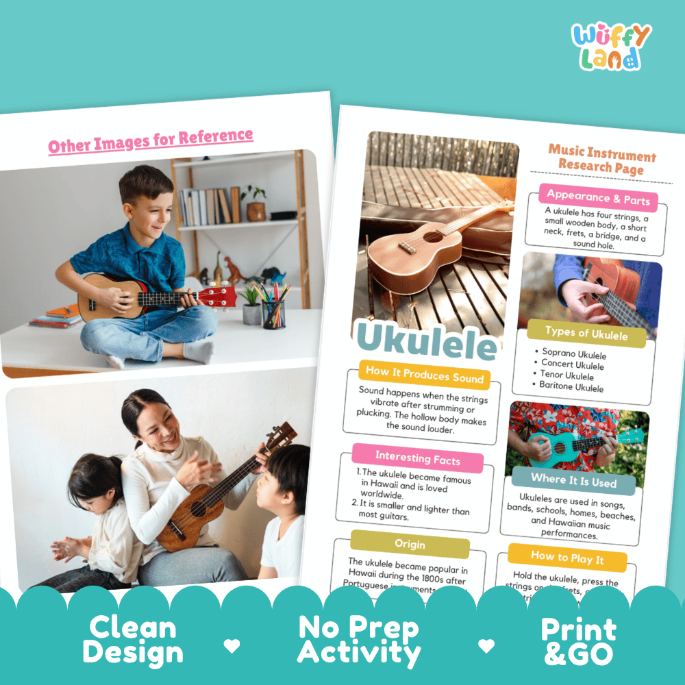 Ukulele Music Research Page Worksheets