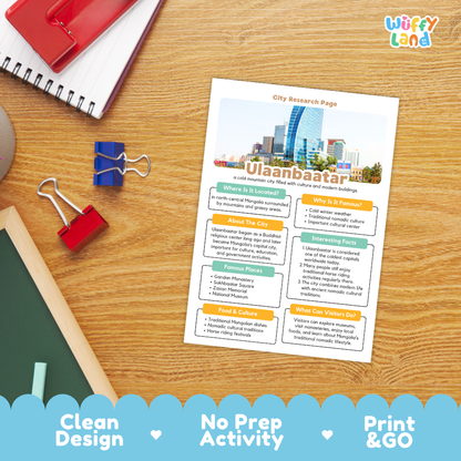 Ulaanbaatar City Research Worksheets and Fact Sheet