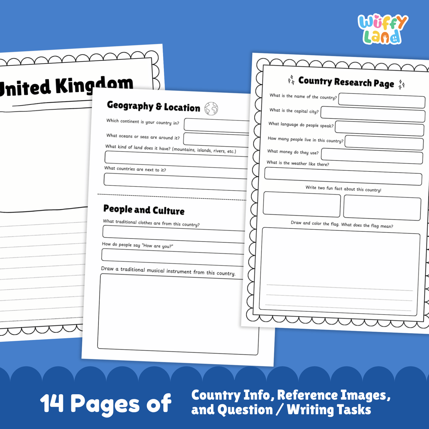UNITED KINGDOM Country Study | Geography Research Project & Printable Worksheets