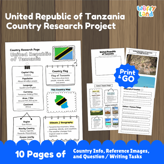 United Republic of Tanzania Country Research Project Worksheets and Activity Pages