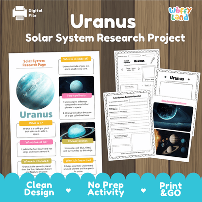 Uranus Solar System Research Project Worksheets and Fact Sheet
