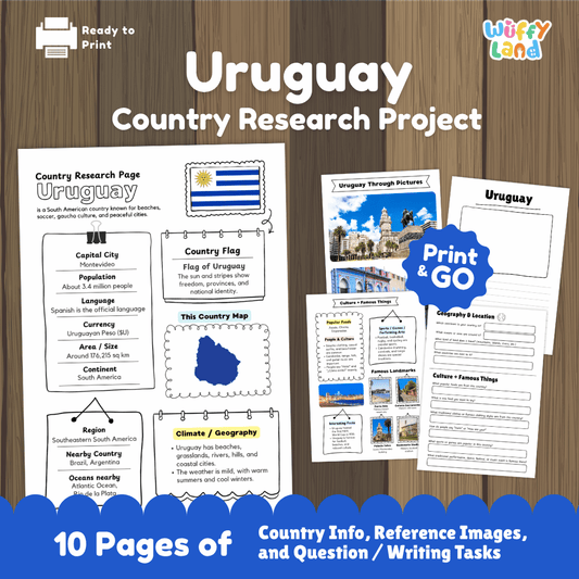 Uruguay Country Research Project Worksheets and Activity Pages