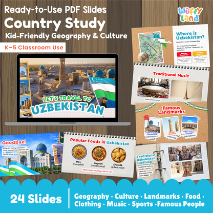 Uzbekistan Country Study Kid Friendly Geography & Culture PDF Slides