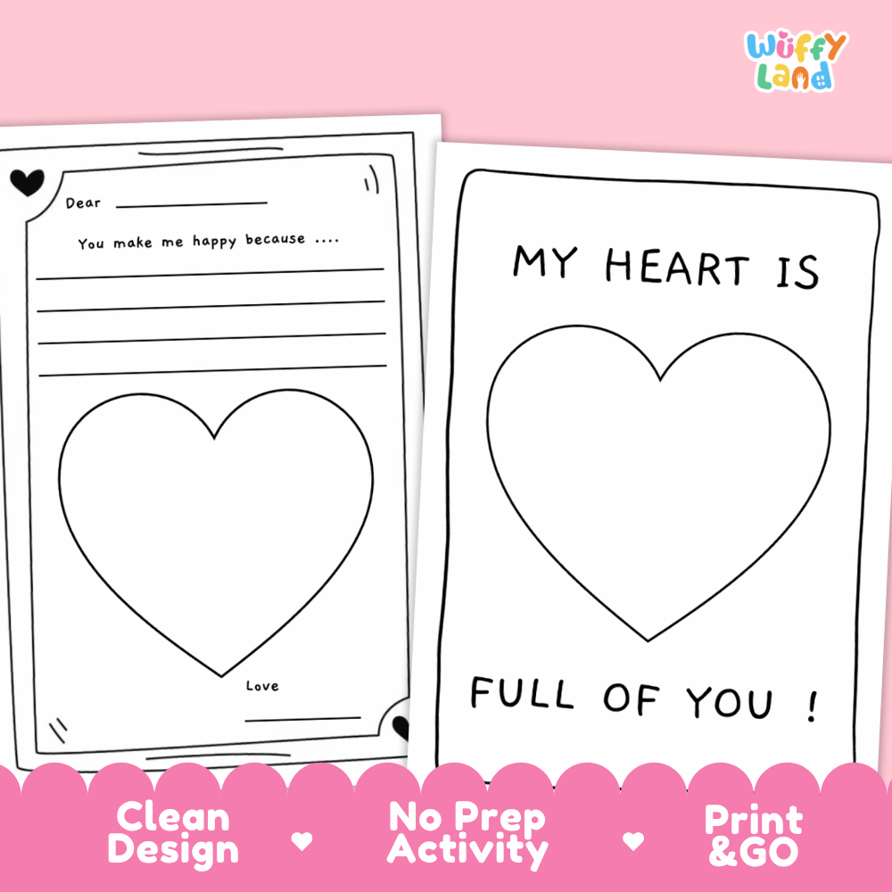 Valentine's Day Heart Letter Writing Craft - No Prep Holiday Activity Worksheets