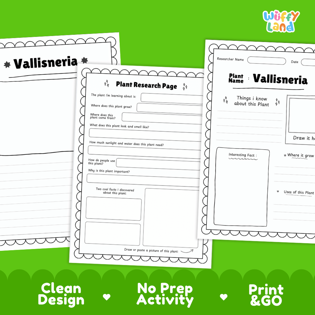 Vallisneria Plant Research Pages and Worksheets