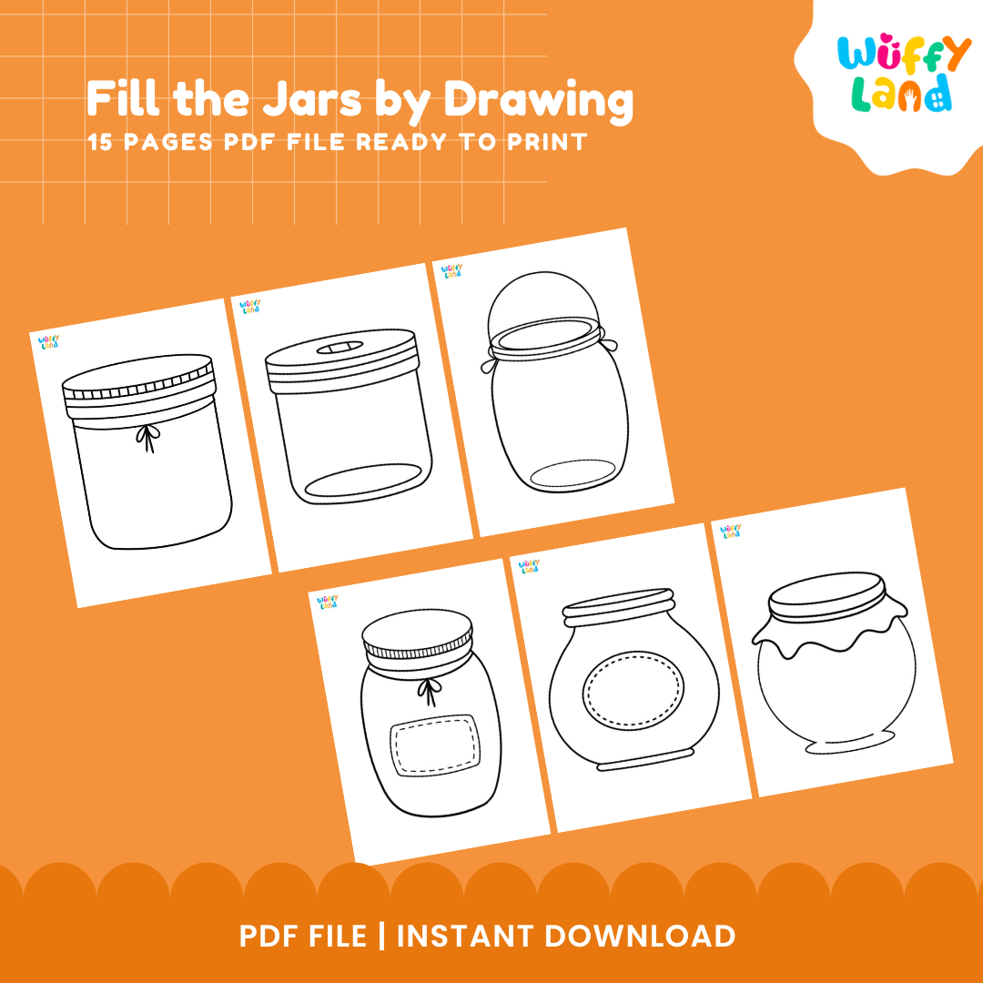 Diverse blank glass jar templates including mason mug with handle, honey pot, and wire bail canning jars for drawing 🫙✨