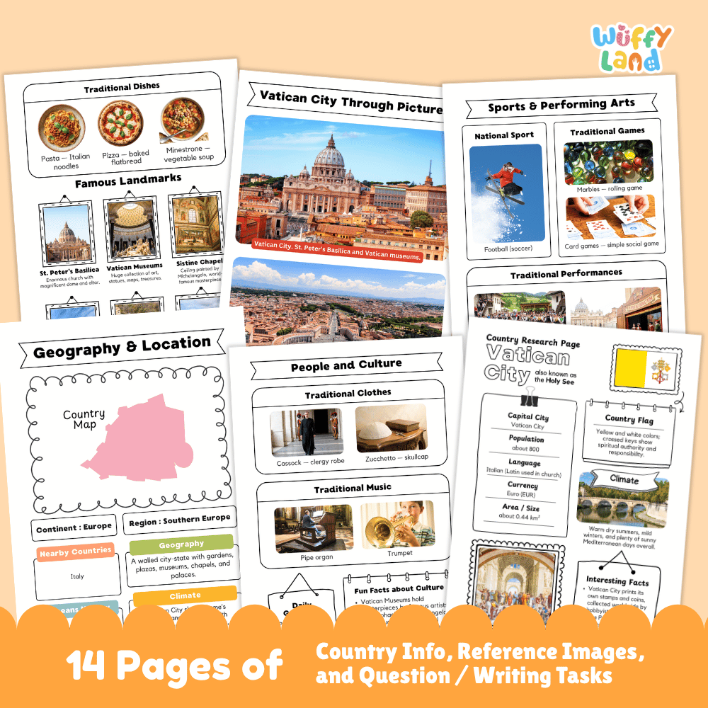 Vatican City Country Research Project | Geography Worksheets and Writing Tasks