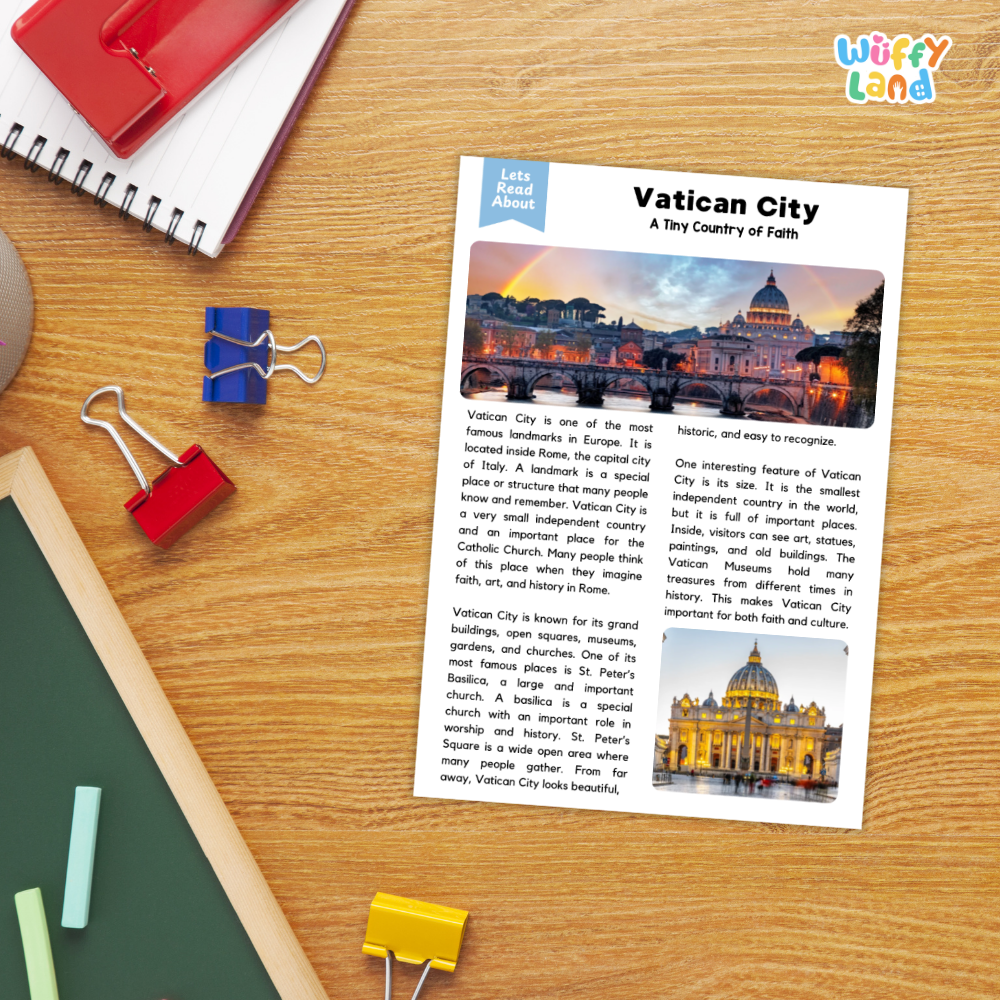 Vatican City Landmark Reading Passages and Comprehension Questions Worksheets