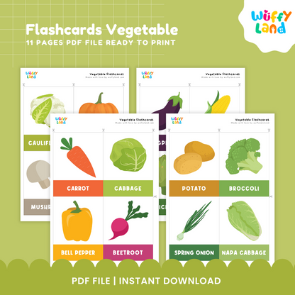 Vegetable Flashcards – Printable Learning Cards for Kids