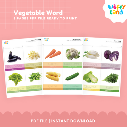 Vegetable Tracing Flashcards – Learn & Write Vegetable Names
