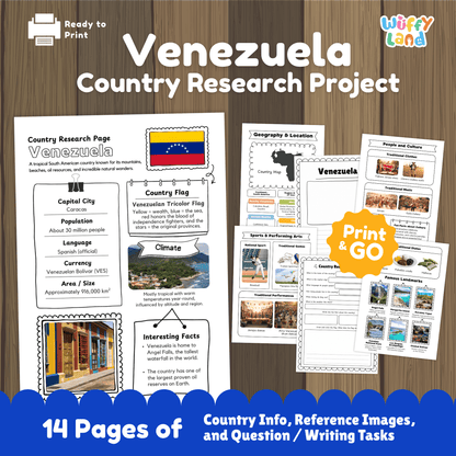 VENEZUELA Country Research Project | Printable Geography Worksheets