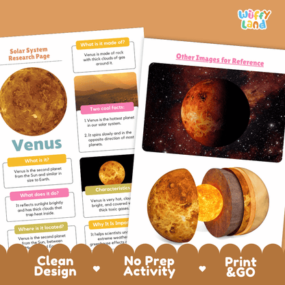 Venus Solar System Research Project Worksheets and Fact Sheet