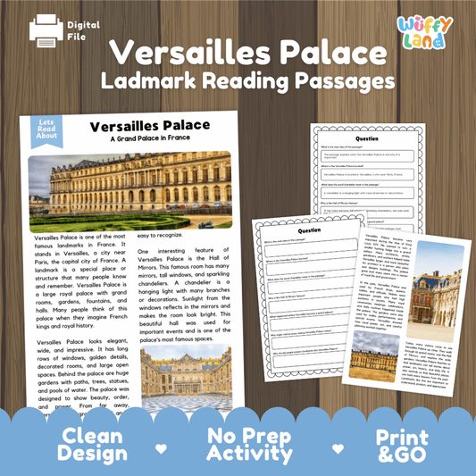 Versailles Palace Landmark Reading Passages and Comprehension Worksheets