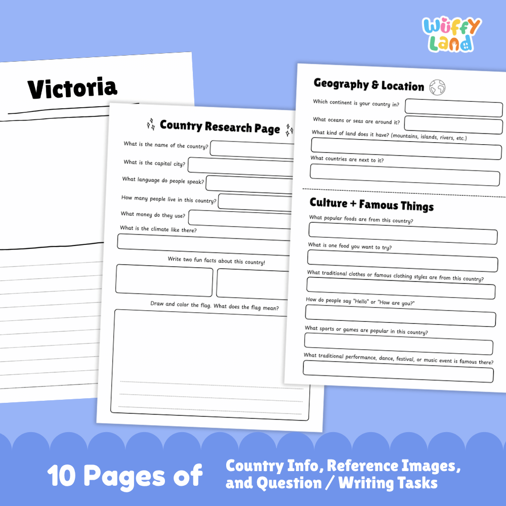 Victoria Country Research Project Worksheets and Activity Pages