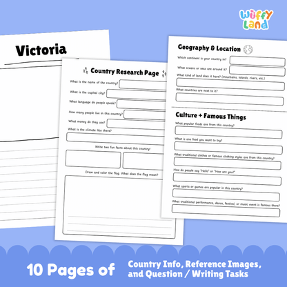 Victoria Country Research Project Worksheets and Activity Pages
