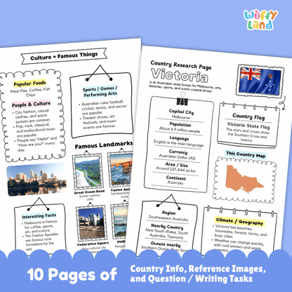 Victoria Country Research Project Worksheets and Activity Pages