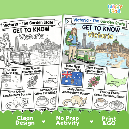 Victoria State Study Geography Coloring Page Worksheet Activity | Australia