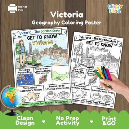 Victoria Geography Coloring Poster and Activity Worksheet