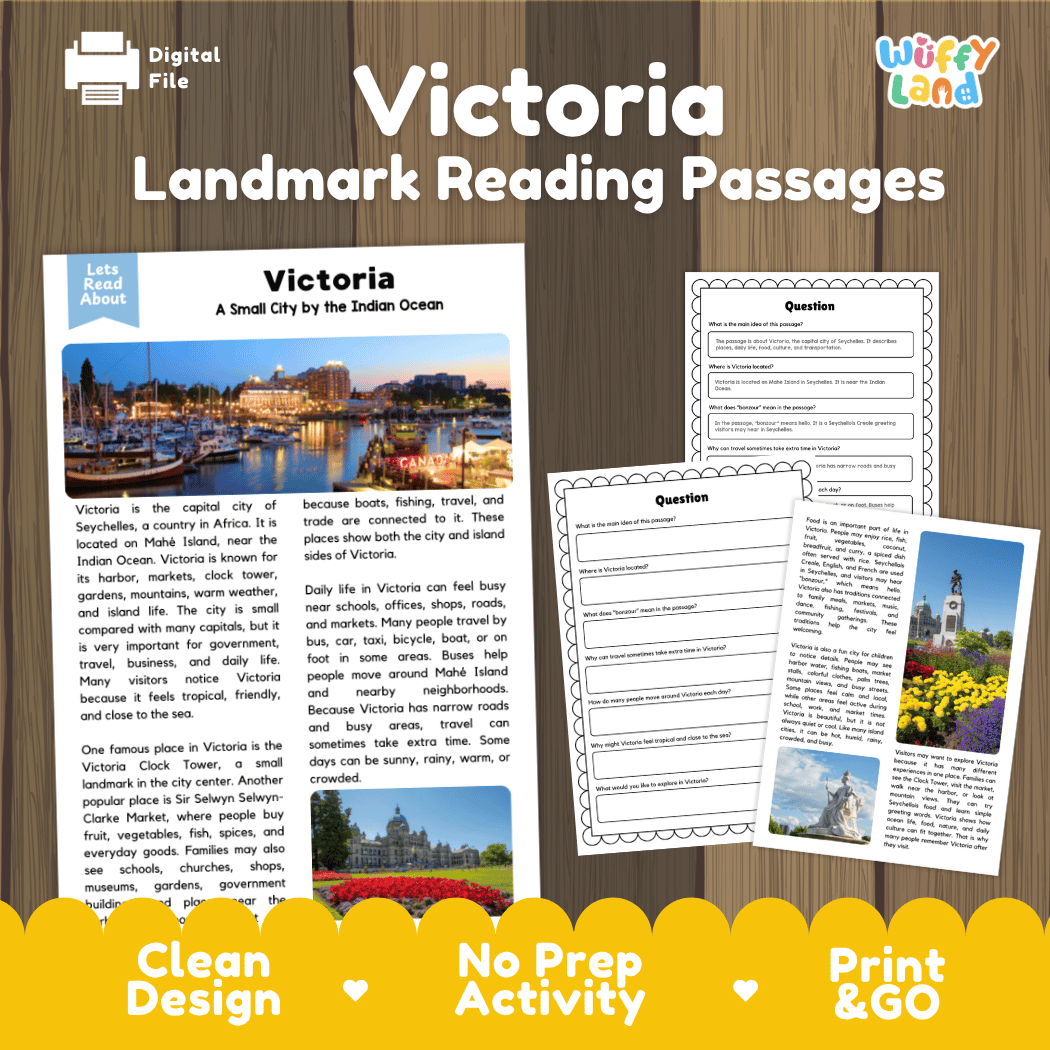 Victoria Landmark Reading Passages and Comprehension Worksheets