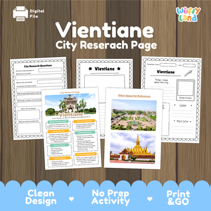 Vientiane City Research Page Worksheets and Fact Sheet Activity