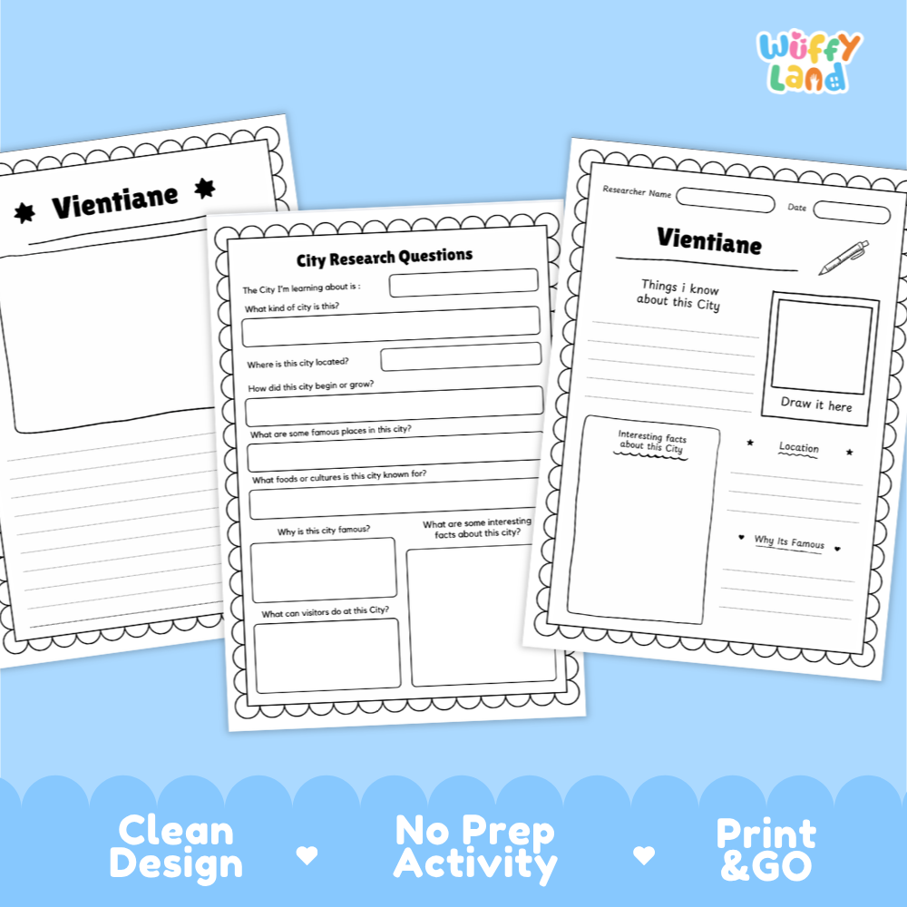 Vientiane City Research Page Worksheets and Fact Sheet Activity