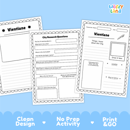 Vientiane City Research Page Worksheets and Fact Sheet Activity