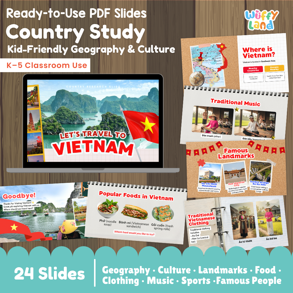 Vietnam Country Study Kid Friendly Geography & Culture PDF Slides