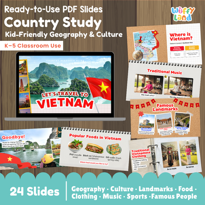 Vietnam Country Study Kid Friendly Geography & Culture PDF Slides