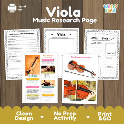 Viola Music Research Page Worksheets and Fact Sheet