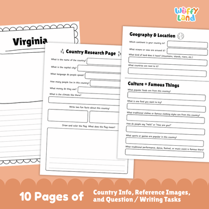 Virginia Country Research Project Worksheets and Activity Pages