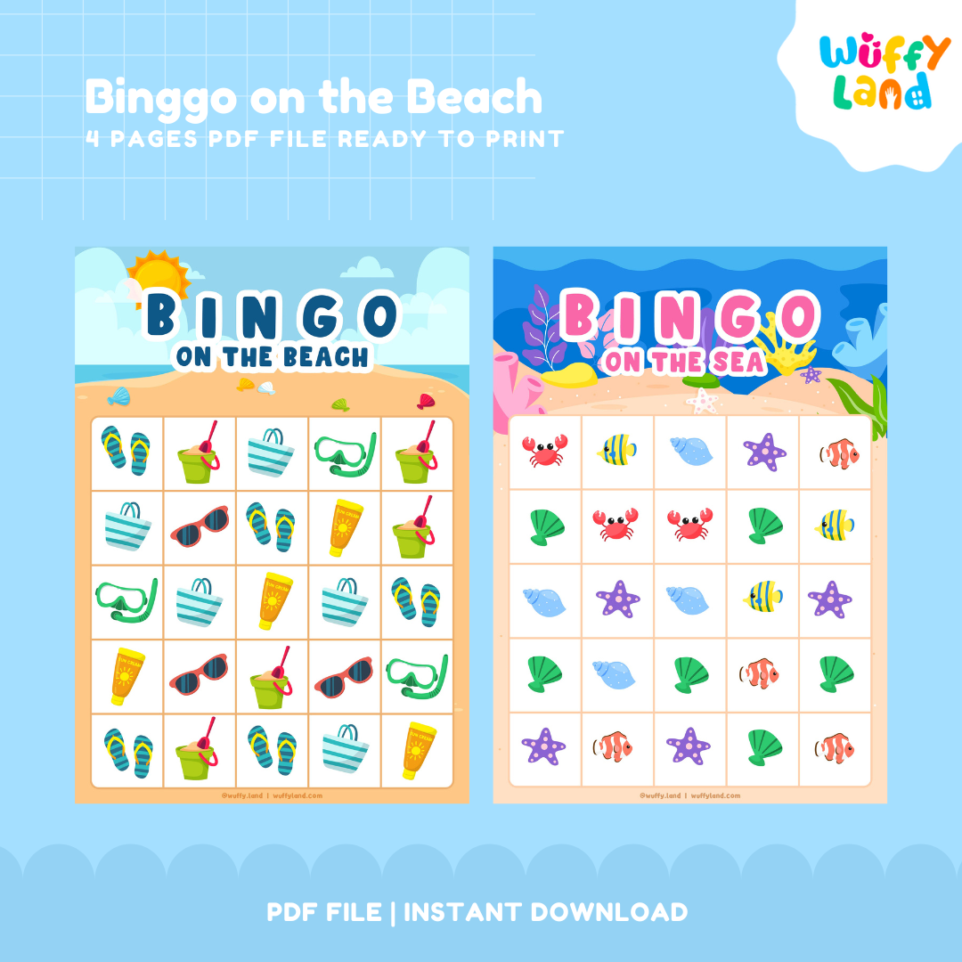 Beach Bingo Game | Summer Theme Matching & Vocabulary Activity Printable
