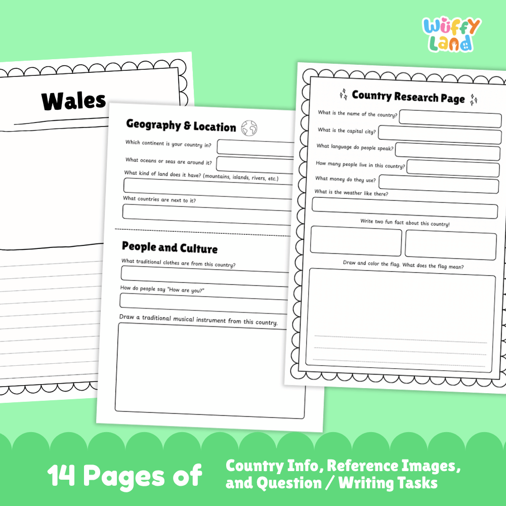 Wales Country Research Project | Geography Worksheets and Writing Tasks