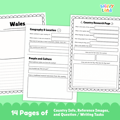 Wales Country Research Project | Geography Worksheets and Writing Tasks