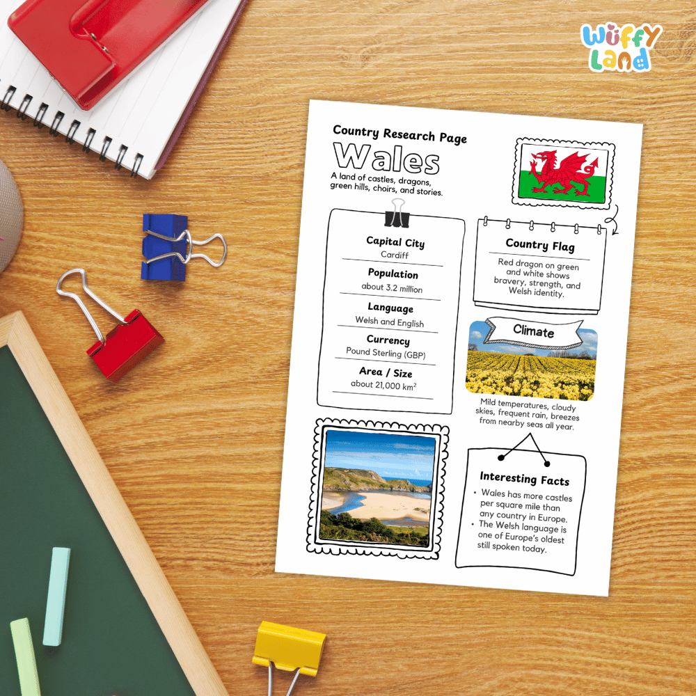 Wales Country Research Project | Geography Worksheets and Writing Tasks