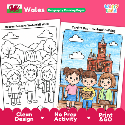 Wales Geography Coloring Pages Worksheets