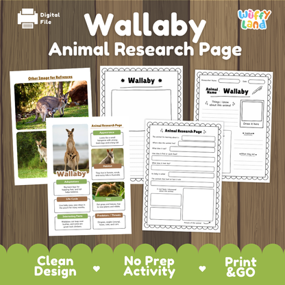 Wallaby Animal Research Page Worksheets